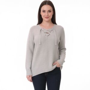 JohnPaulRichard large grey cozy lace up sweater